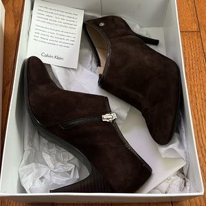 Brown suede booties